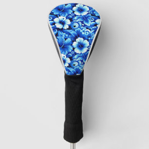 Couvre-club De Golf Fleurs hawaïennes tropicales Hibiscus Cobalt Bleu