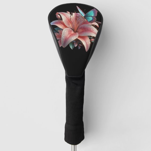Couvre-club De Golf Fleurs Lily et papillon (Devant)