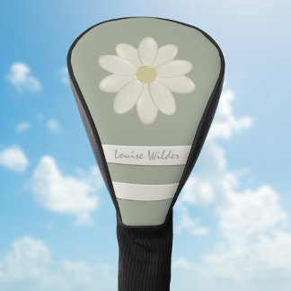 Couvre-club De Golf Fleurs marguerites Nom Sage Green
