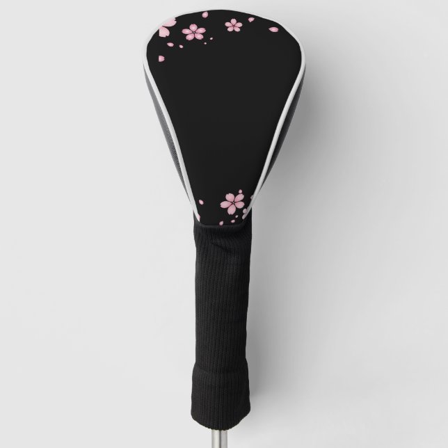 Couvre-club De Golf Fleurs Noires Et Roses (Devant)