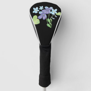 Couvre-club De Golf Fleurs violettes sauvages Illustration noir