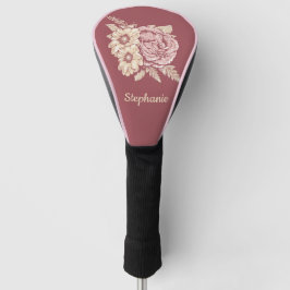 Couvre-club De Golf Flower Illustration, nom personnalisé de cache du