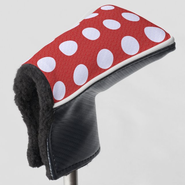 Couvre-club De Golf Fractales blanches Pois Fractales rouges Arrière - (Devant 3/4)