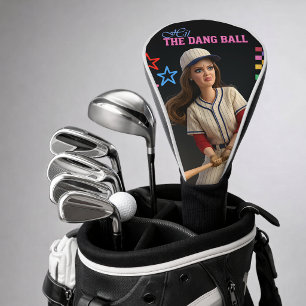 Couvre-club De Golf Frappe donc cette balle Drôle de visage de poupée