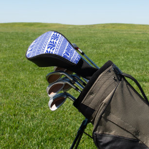 Couvre-club De Golf Fret grec, Motif méditerranéen, Bleu