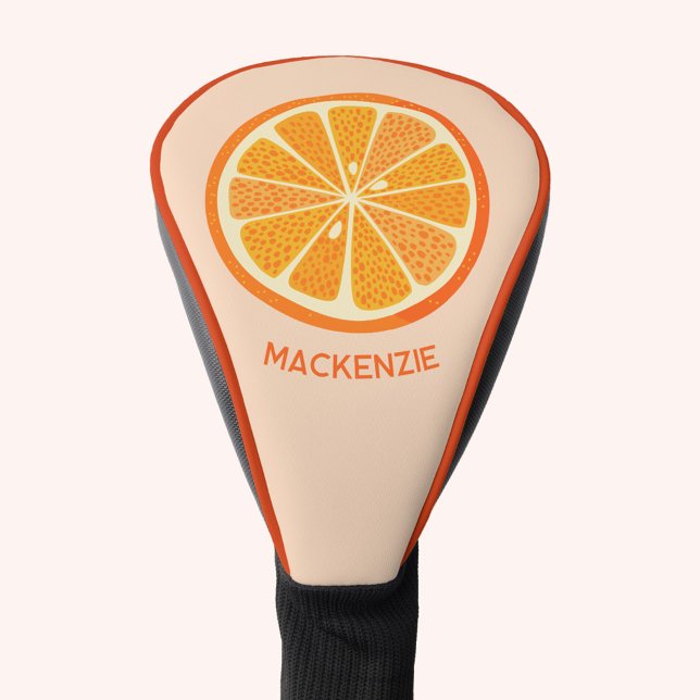 Couvre-club De Golf Fruits d'orange d'agrumes personnalisés (Fun personalized name citrus orange fruit slice golf head cover)