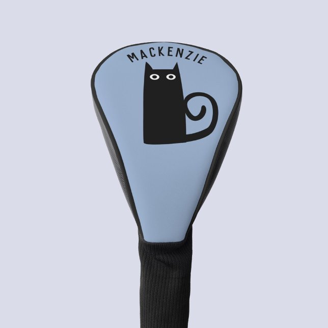 Couvre-club De Golf Fun Black Cat Personalized (Fun black cat personalized custom name golf head cover for golfing animal lovers)