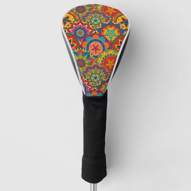 Couvre-club De Golf Funky Retro couleur Motif Mandala (Devant)