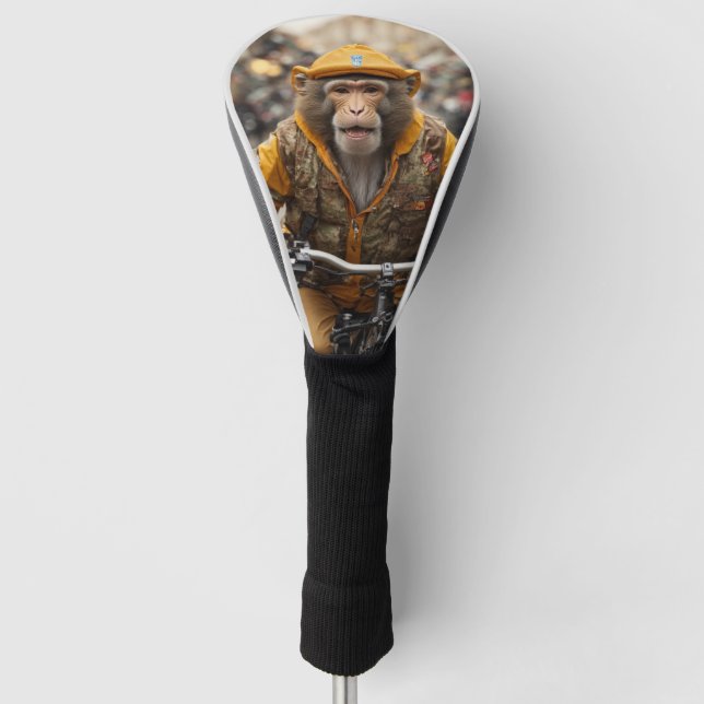 Couvre-club De Golf Funny Monkey Cycling Golf Head Cover (Devant)