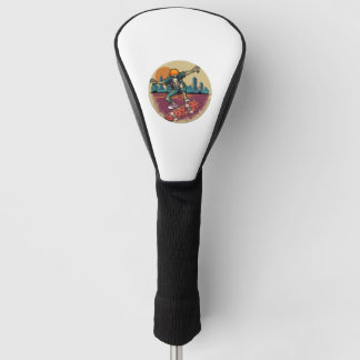 Couvre-club De Golf Funny Skeleton Skateboard vintage Skateboard