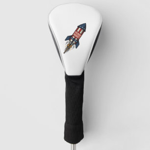 Couvre-club De Golf Fusée Patriot 4 juillet Conception de feux d'artif