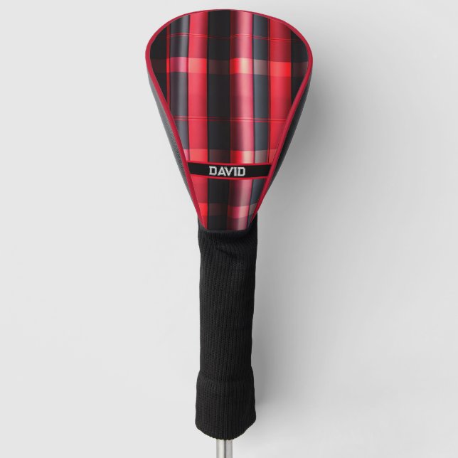 Couvre-club De Golf Gamme Abstraite Red Black Plaid (Devant)