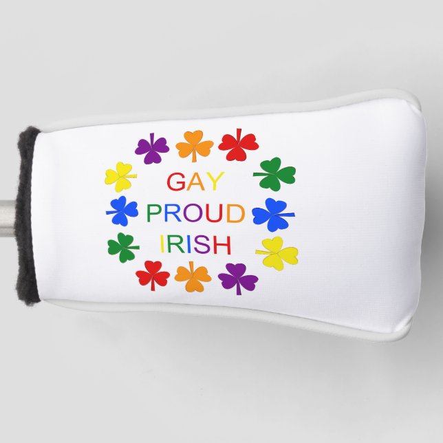 Couvre-club De Golf Gay Fier Irlandais LGBT Rainbow Shamrocks (Devant)