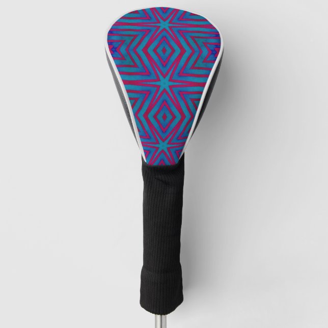 Couvre-club De Golf Géométrie rouge étoile et bleu (Devant)