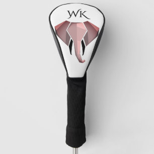 Couvre-club De Golf Géométrie Tête d'éléphant rose Paraphe