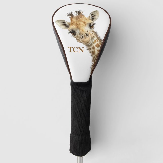 Couvre-club De Golf Giraffe des initiales personnalisées de monogramme (Devant)