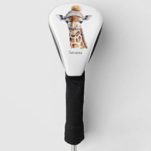 Couvre-club De Golf Giraffe portant casquette d'hiver personnalisable 