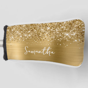 Couvre-club De Golf Glittery Gold Glam Nom du script