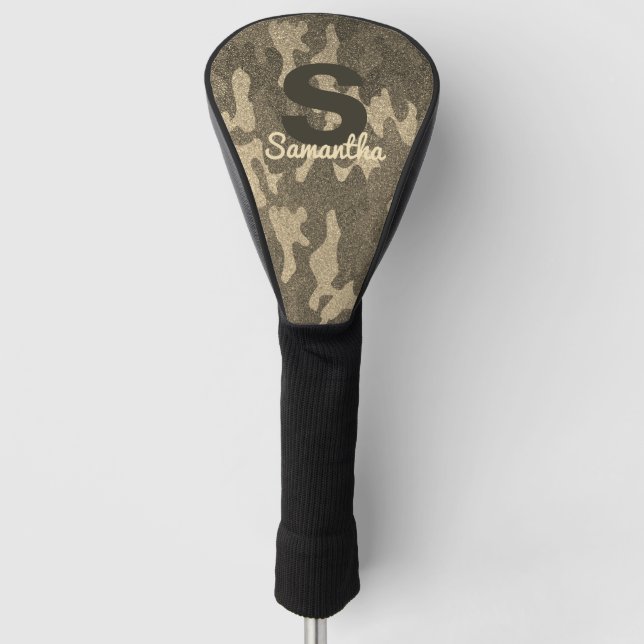 Couvre-club De Golf Gold Glitter Camouflage Personalized Monogrammed (Devant)