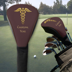 Couvre-club De Golf Golden Double Snake Caduceus