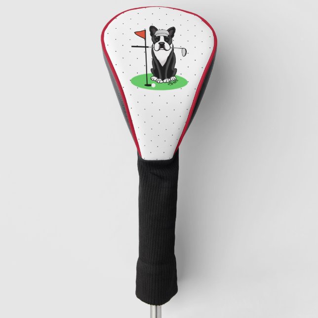 Couvre-club De Golf Golf Boston Terrier (noir) mignon chien (Devant)