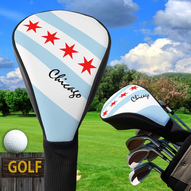 Couvre-club De Golf Golf Illinois & Chicago Drapeau / Clubs de golf Co (Créateur téléchargé)