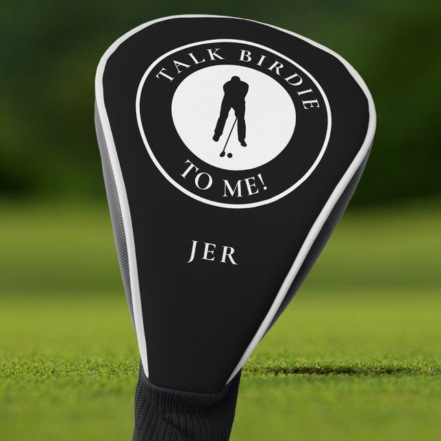 Couvre-club De Golf Golfeur Drôle Citation Monogramme Personnalisé Noi (Funny Golfer Saying Custom Monogram Black Golf Head Cover)