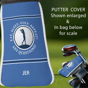 Couvre-club De Golf Golfeuse Moderne Personnalisée Monogramme Bleu Dam