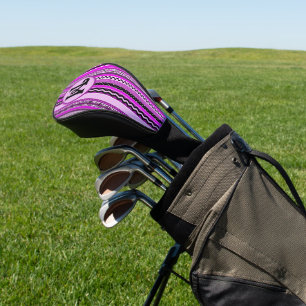 Couvre-club De Golf Golfing Purple Stripes Personnalisé Monogramme