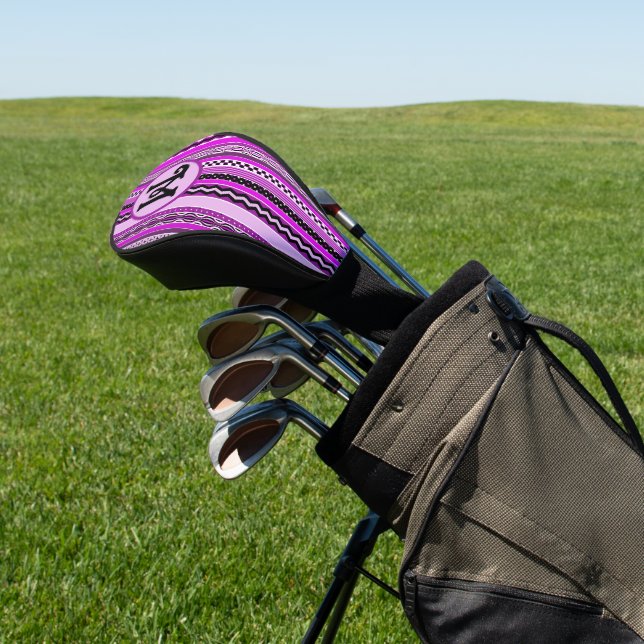 Couvre-club De Golf Golfing Purple Stripes Personnalisé Monogramme (In Situ)