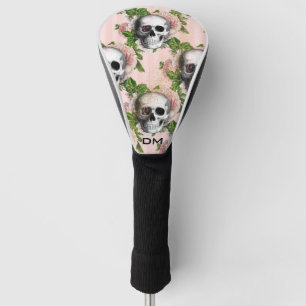 Couvre-club De Golf Gothique Rose Flore Crâne Bande de tête de golf