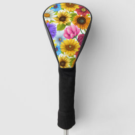 Couvre-club De Golf Grandes fleurs colorées botaniques
