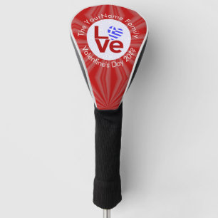 Couvre-club De Golf Grèce Drapeau Cœur Rouge AMOUR Personnalisé