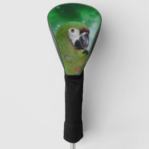 Couvre-club De Golf Green Severe Macaw Parrot Oiseau Art  