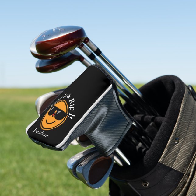 Couvre-club De Golf Grip It and Rip It Orange Happy Face Lunettes de s (In Situ)