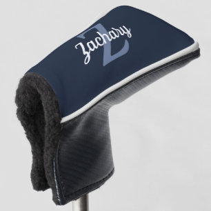 Couvre-club De Golf Gris Bleu Marine Blanc Monogramme Personnalisé