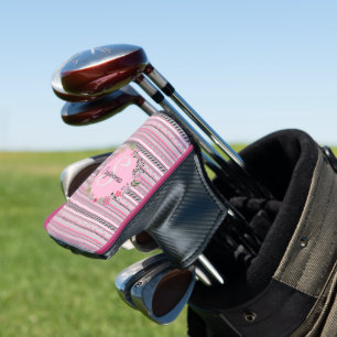 Couvre-club De Golf Gris et rose Motif, Fleurs, Personnalisé