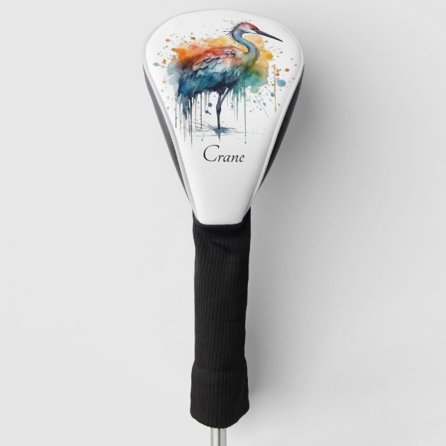 Couvre-club De Golf Grue gracieuse : Aquarelle, coutume (Devant)