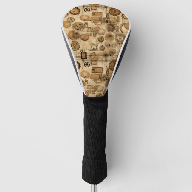 Couvre-club De Golf Grunge Rustic Steampunk Horloge (4) (Devant)