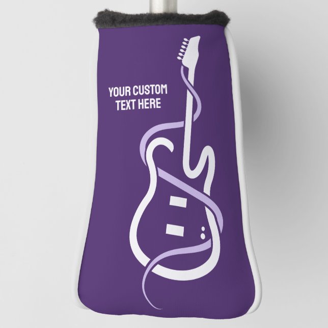 Couvre-club De Golf Guitare stylisée de texte personnalisé (Tourné à 90°)