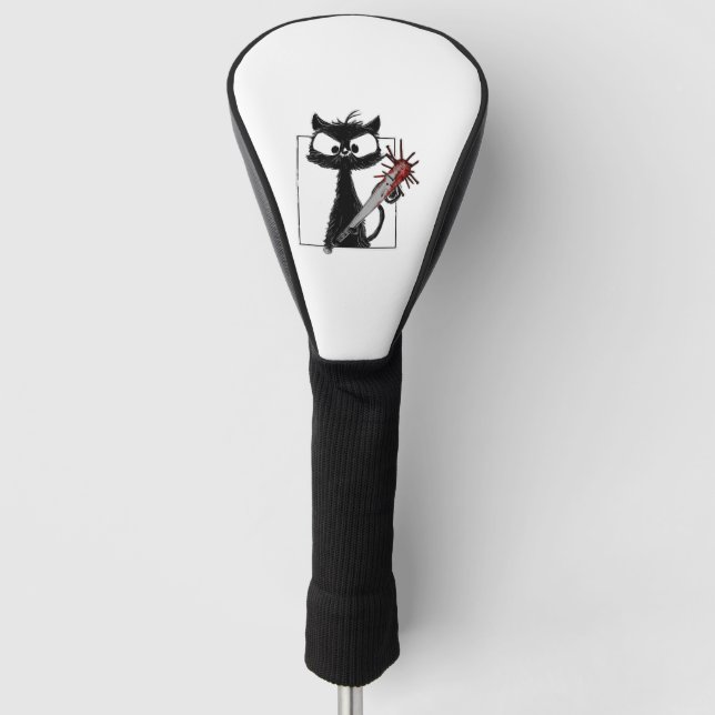 Couvre-club De Golf Halloween de baseball de chat noir (Devant)