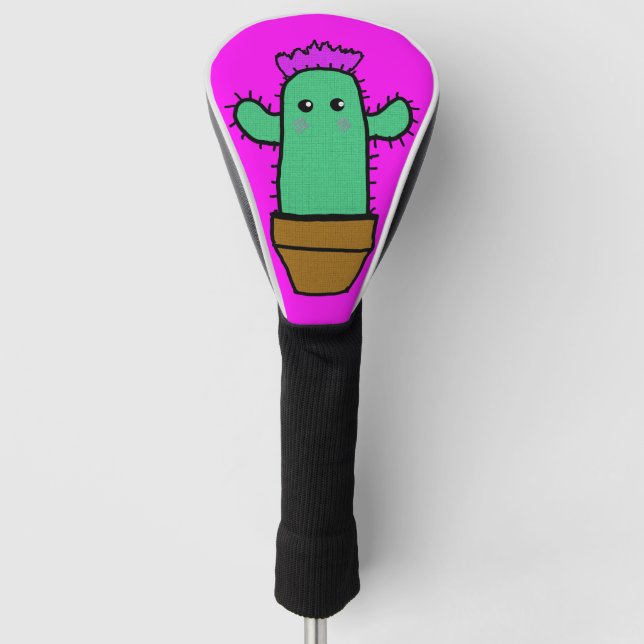 Couvre-club De Golf Happy Cactus Golf Head couverture Motif Design (Devant)