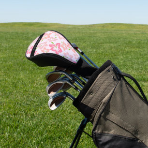 Couvre-club De Golf Hibiscus Rose, Fleurs Roses, Votre Nom