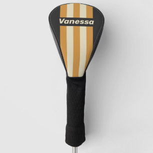 Couvre-club De Golf Horizon Doré Rétro avec Lignes Étroites et Nom