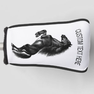 Couvre-club De Golf Housse de tête de golf à cheval droite avec texte 