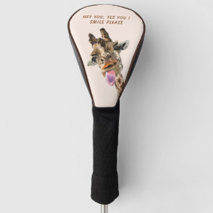 Couvre-club De Golf Housse de tête de golf de girafe drôle avec texte 