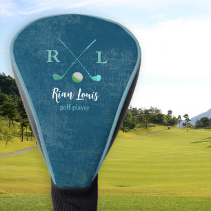 Couvre-club De Golf Housse de tête de golf nom de logo bleu