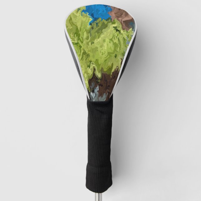 Couvre-club De Golf Huiles vertes, bleues et Brown (Devant)