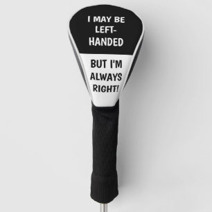 Couvre-club De Golf Humour des gauchers BLANC NOIR