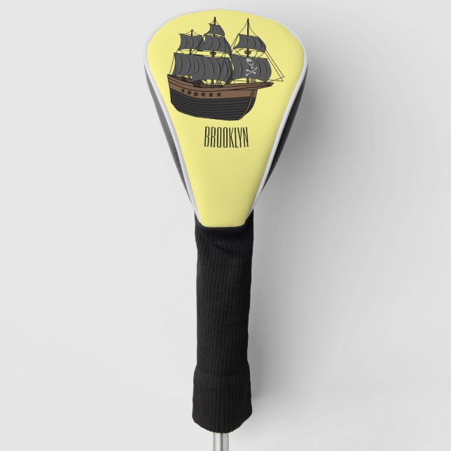 Couvre-club De Golf Illustration de bateau pirate (Devant)